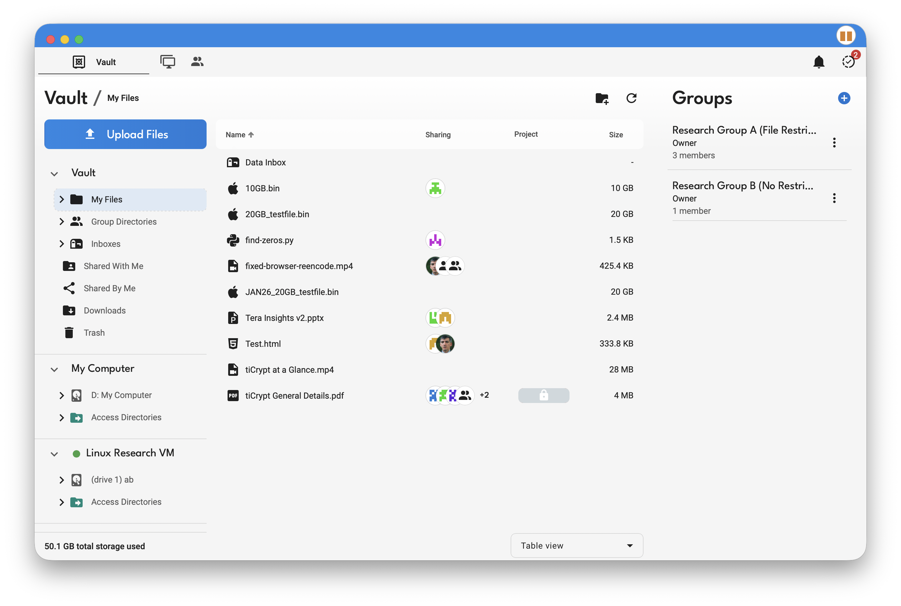 tiCrypt Vault -- light mode